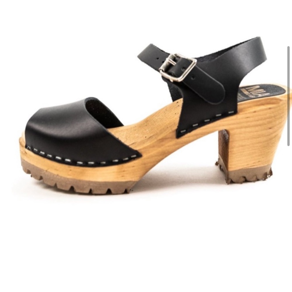 ❤️… MÍA GRETA Black Leather Women's Sandals - Picture 2 of 7